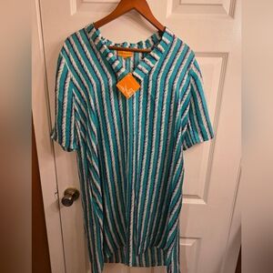 Striped Teal and White Dress